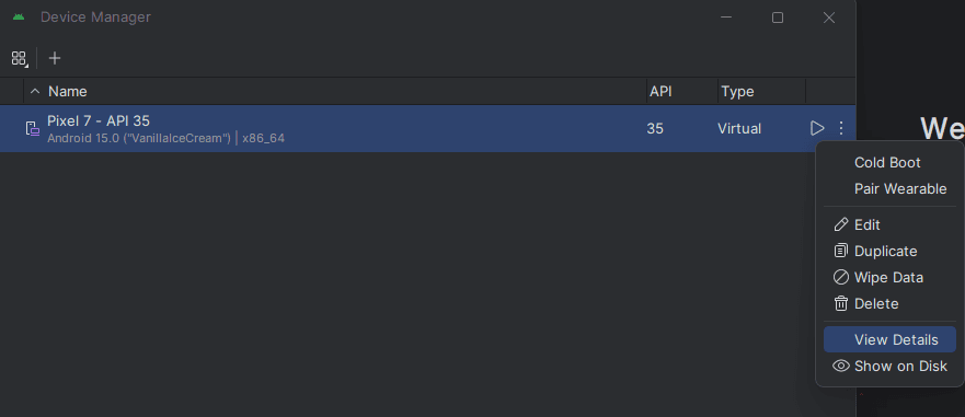 Add emulator to Webstorm