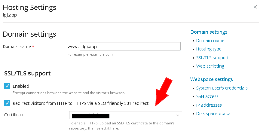 Plesk add ssl